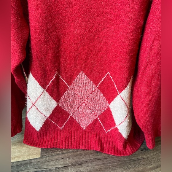 ELLE argyle red sweater, size XXL. Soft and cozy! Holiday ready! - Picture 6 of 7